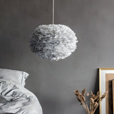 Modern Fluffy Feather Pendant Light Flexible Length Image - 6