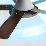 Modern Flush 5 Blade Solid Wood Ceiling Fan with Light Image - 11