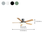 Modern Flush 5 Blade Solid Wood Ceiling Fan with Light #size