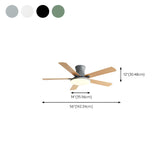 Modern Flush 5 Blade Solid Wood Ceiling Fan with Light Image - 14