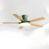 Modern Flush 5 Blade Solid Wood Ceiling Fan with Light Image - 7