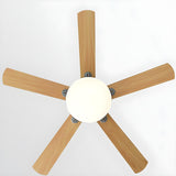 Modern Flush 5 Blade Solid Wood Ceiling Fan with Light Image - 9