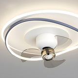 Modern Flush Geometric Bedroom Ceiling Fan with Light Image - 10