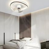 Modern Flush Geometric Bedroom Ceiling Fan with Light Image - 14