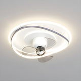 Modern Flush Geometric Bedroom Ceiling Fan with Light Image - 16