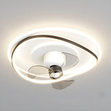 Modern Flush Geometric Bedroom Ceiling Fan with Light Image - 18