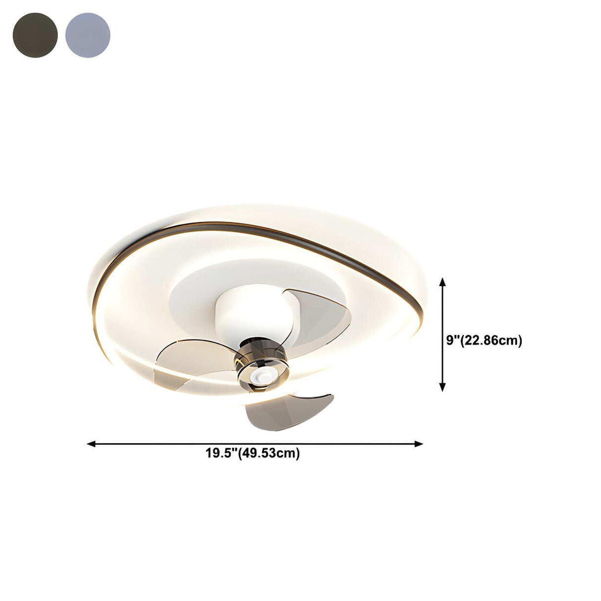 Modern Flush Geometric Bedroom Ceiling Fan with Light Image - 21