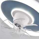 Modern Flush Mount Metal Round Ceiling Fan with Light Image - 10