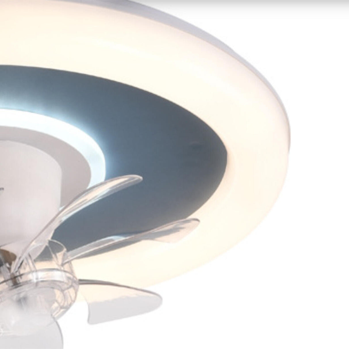 Modern Flush Mount Metal Round Ceiling Fan with Light Image - 11