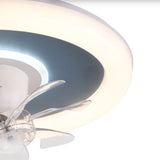 Modern Flush Mount Metal Round Ceiling Fan with Light Image - 11