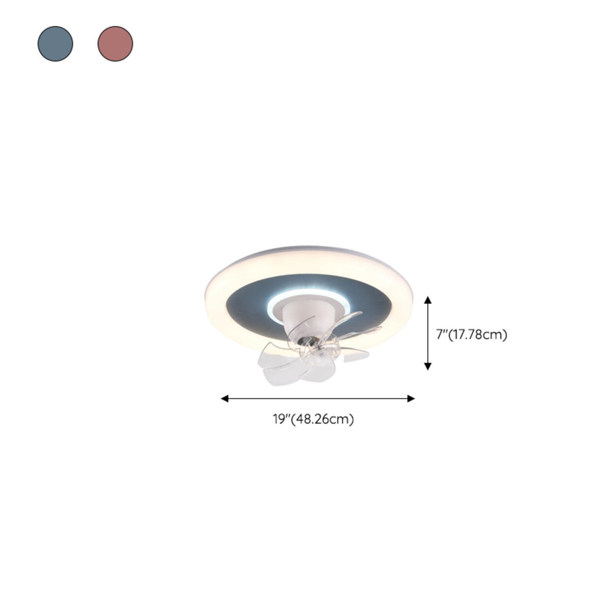 Modern Flush Mount Metal Round Ceiling Fan with Light 