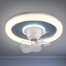 Modern Flush Mount Metal Round Ceiling Fan with Light Image - 3