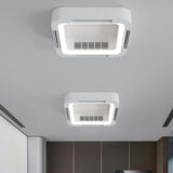 Modern Flush Mount Metal Square Ceiling Fan with Light Image - 1