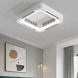 Modern Flush Mount Metal Square Ceiling Fan with Light Image - 18