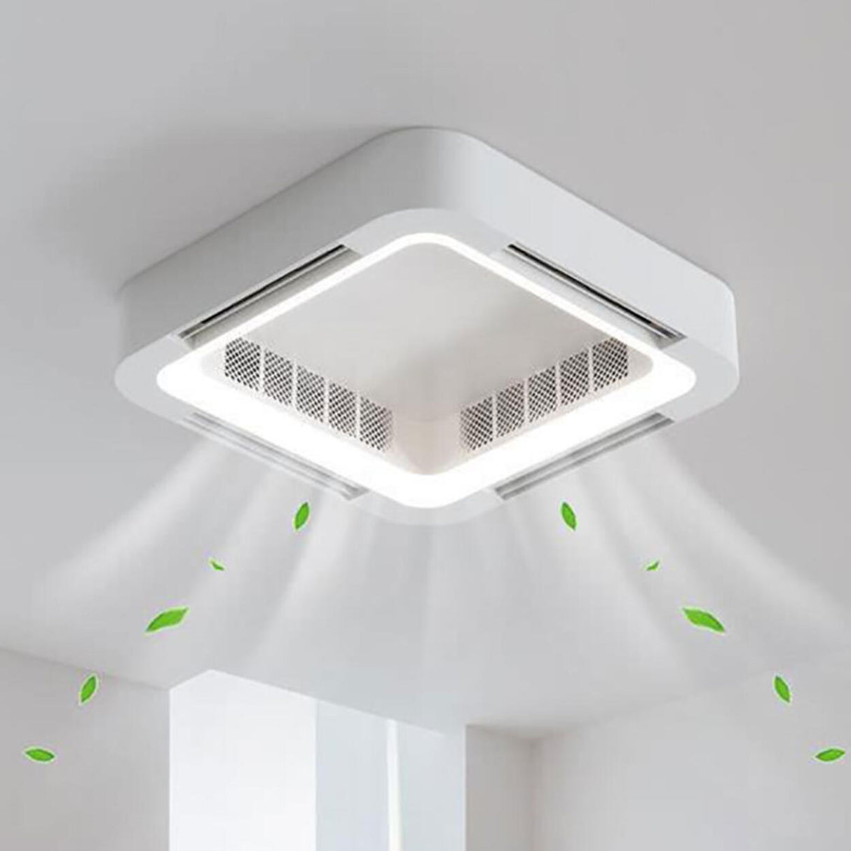 Modern Flush Mount Metal Square Ceiling Fan with Light Image - 19