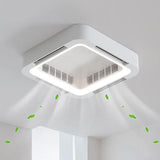 Modern Flush Mount Metal Square Ceiling Fan with Light Image - 19