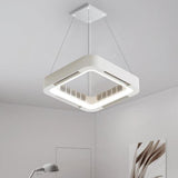 Modern Flush Mount Metal Square Ceiling Fan with Light Image - 3