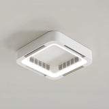 Modern Flush Mount Metal Square Ceiling Fan with Light Image - 8