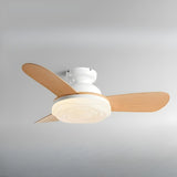 Modern Flush Mount Remote Wood Ceiling Fan with Light Image - 11