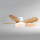 Modern Flush Mount Remote Wood Ceiling Fan with Light Image - 13