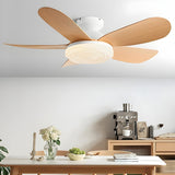 Modern Flush Mount Remote Wood Ceiling Fan with Light Image - 15