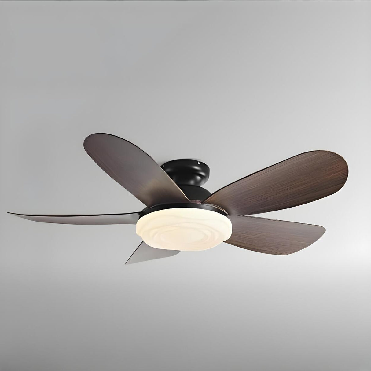 Modern Flush Mount Remote Wood Ceiling Fan with Light Image - 3