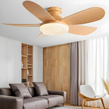 Modern Flush Mount Remote Wood Ceiling Fan with Light Image - 4