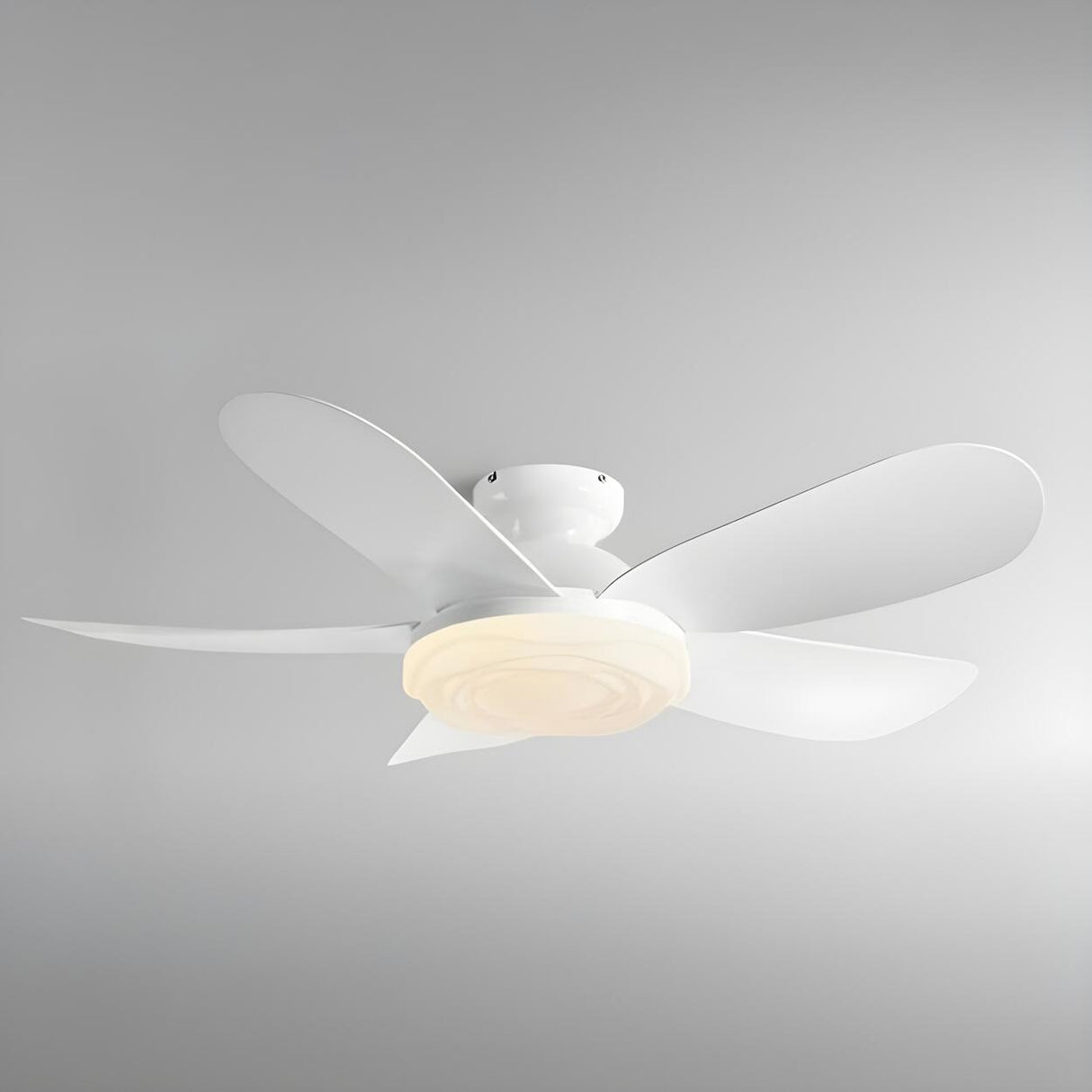 Modern Flush Mount Remote Wood Ceiling Fan with Light Image - 5