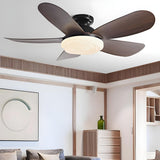 Modern Flush Mount Remote Wood Ceiling Fan with Light Image - 8