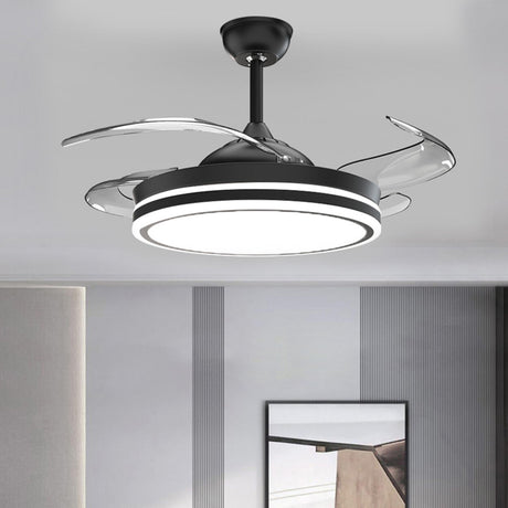 Modern Flush Mount Round LED Ceiling Fan with Light Image - 2