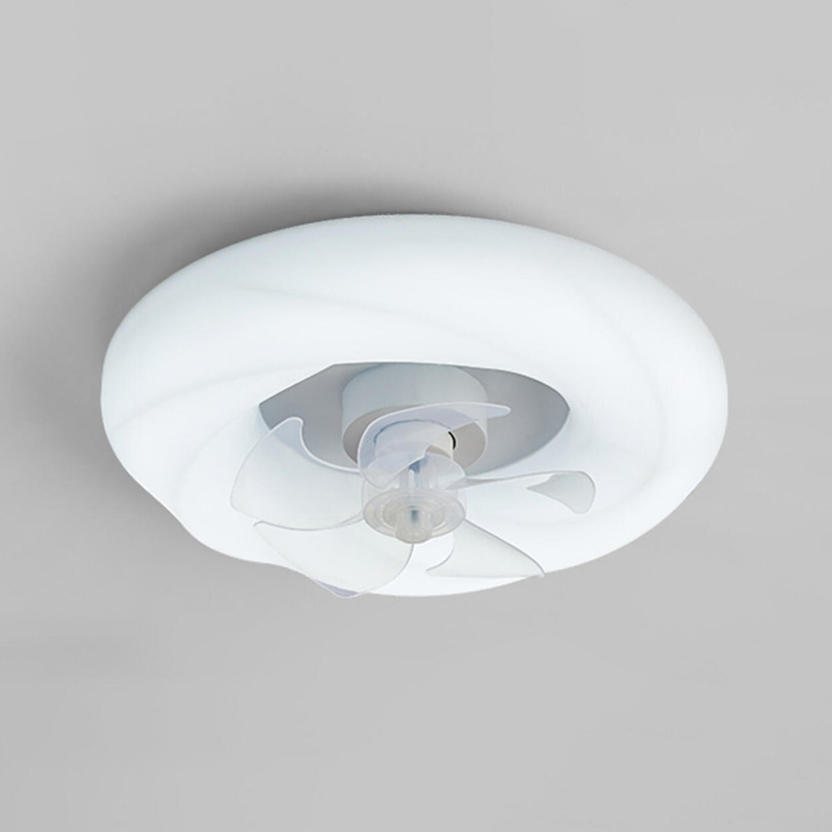 Modern Flush Mount White Cloud Ceiling Fan with Light Image - 10