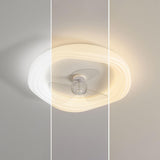 Modern Flush Mount White Round Ceiling Fan with Light Image - 13