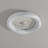 Modern Flush Mount White Round Ceiling Fan with Light Image - 6