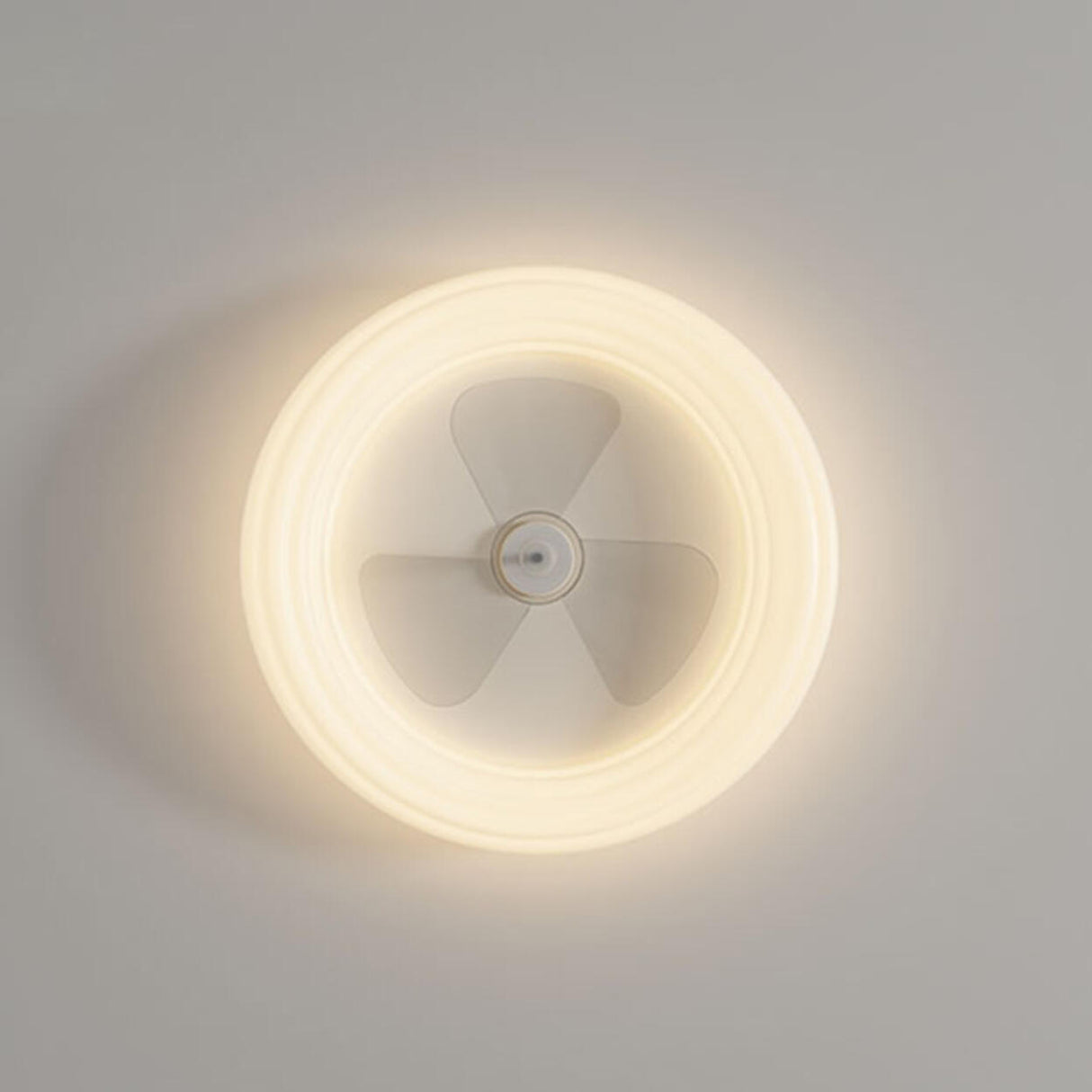 Modern Flush Mount White Round Ceiling Fan with Light Image - 9