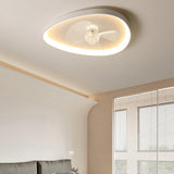 Modern Flush Mounted Ring Ceiling Fan with LED Light Image - 1