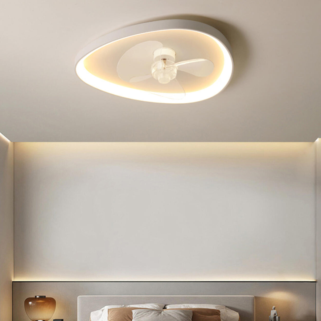 Modern Flush Mounted Ring Ceiling Fan with LED Light Image - 4