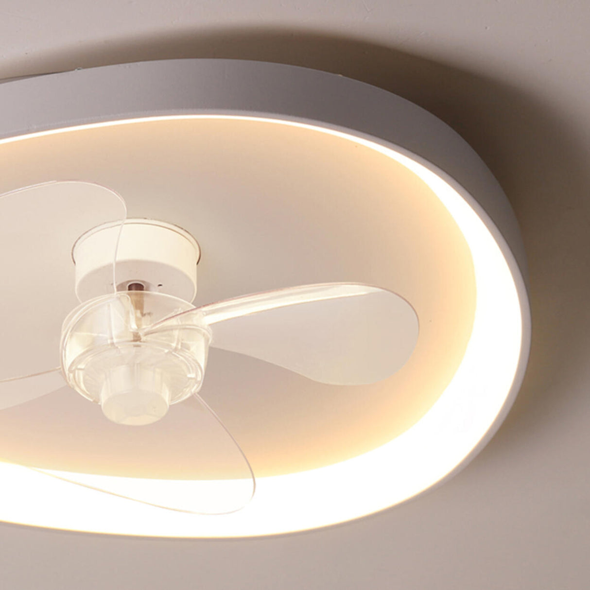 Modern Flush Mounted Ring Ceiling Fan with LED Light Image - 8