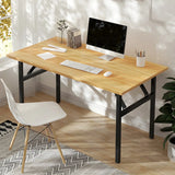 Modern Foldable Rectangular Wood H-Shape Writing Desk Image - 1