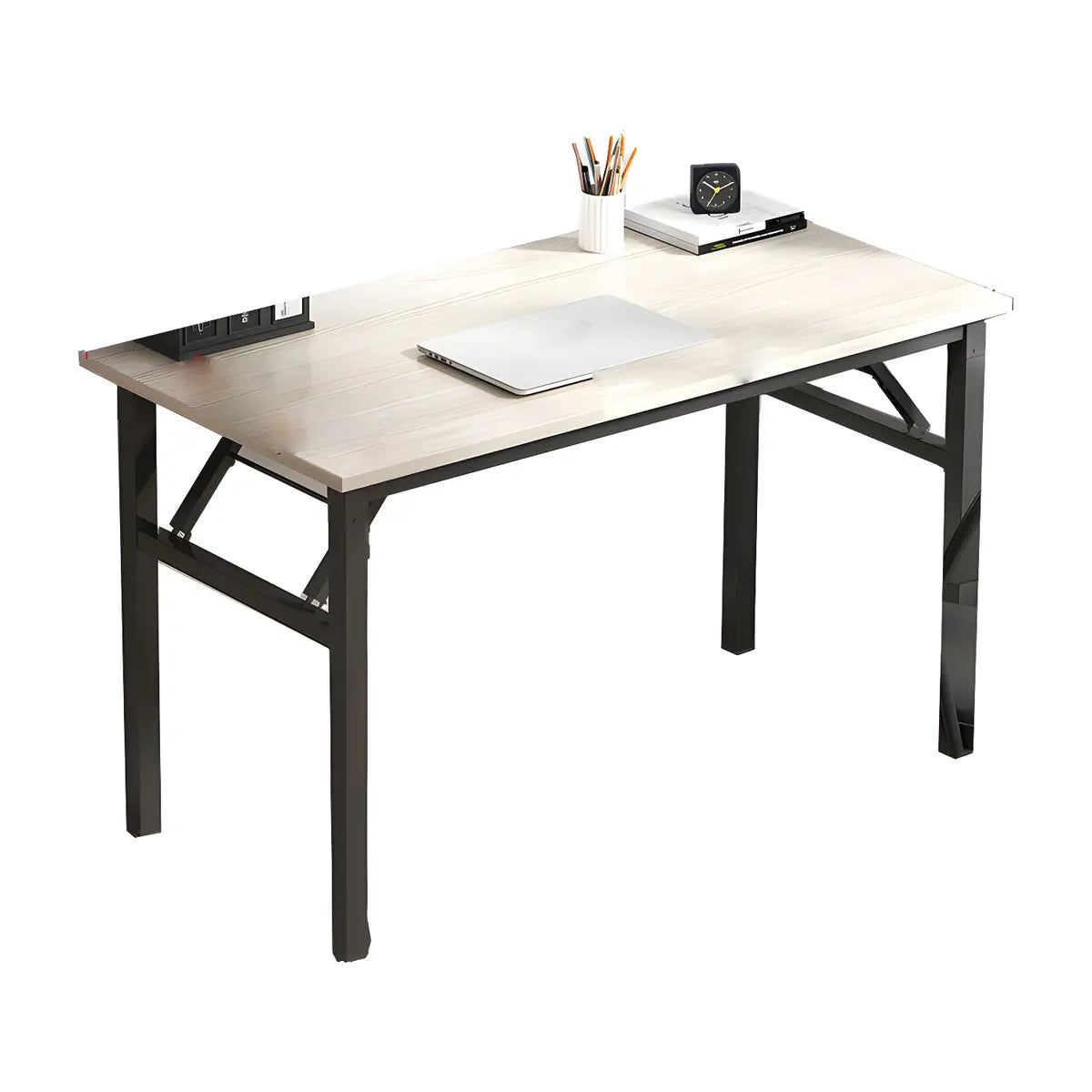 Modern Foldable Rectangular Wood H-Shape Writing Desk Image - 24