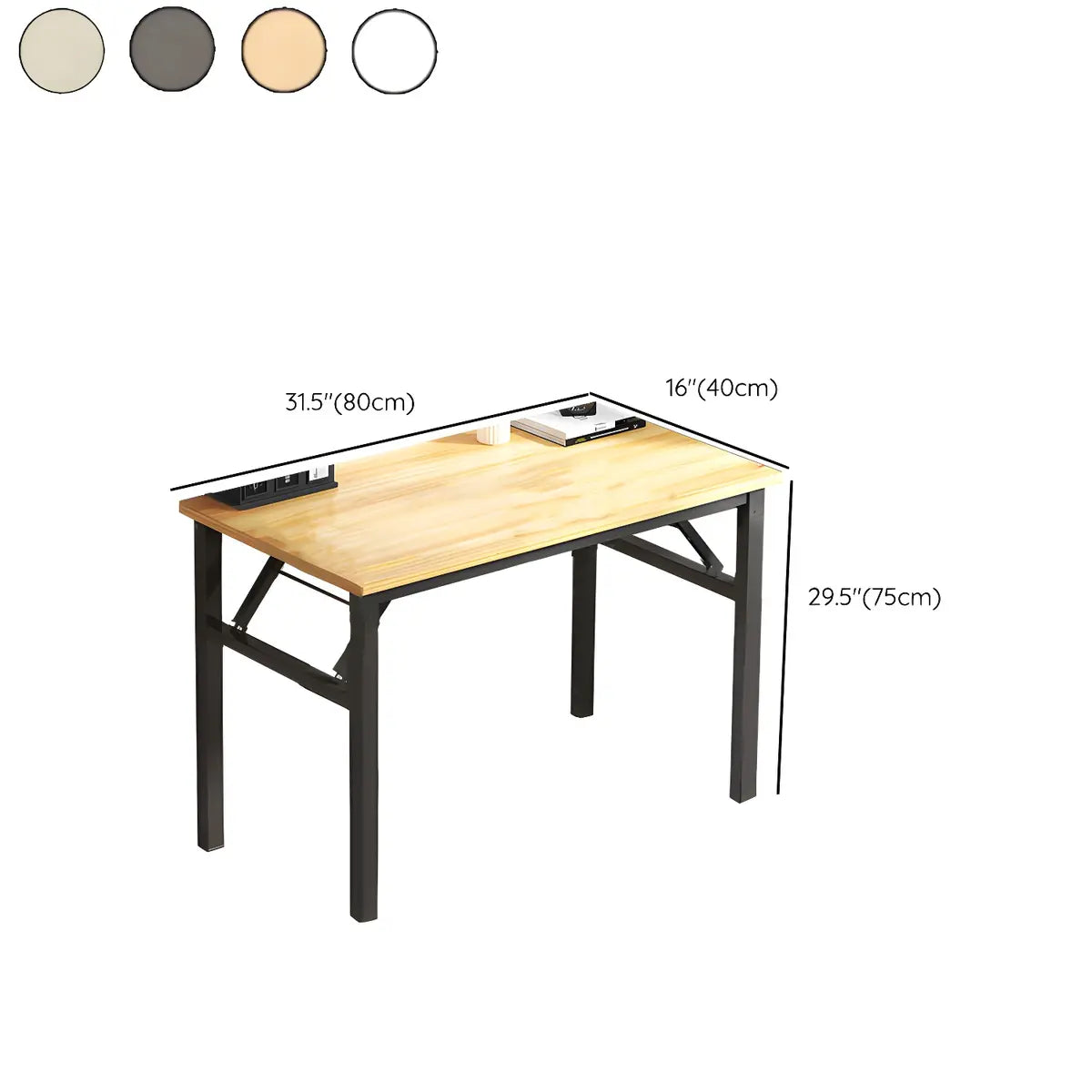 Modern Foldable Rectangular Wood H-Shape Writing Desk 