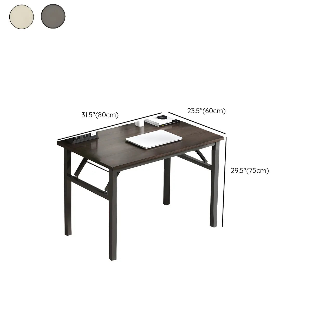 Modern Foldable Rectangular Wood H-Shape Writing Desk Image - 30