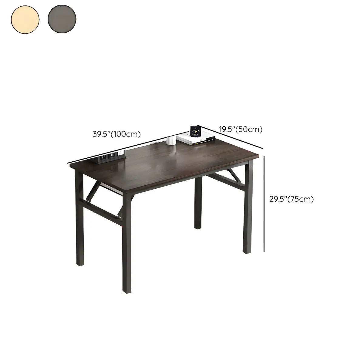 Modern Foldable Rectangular Wood H-Shape Writing Desk Image - 31