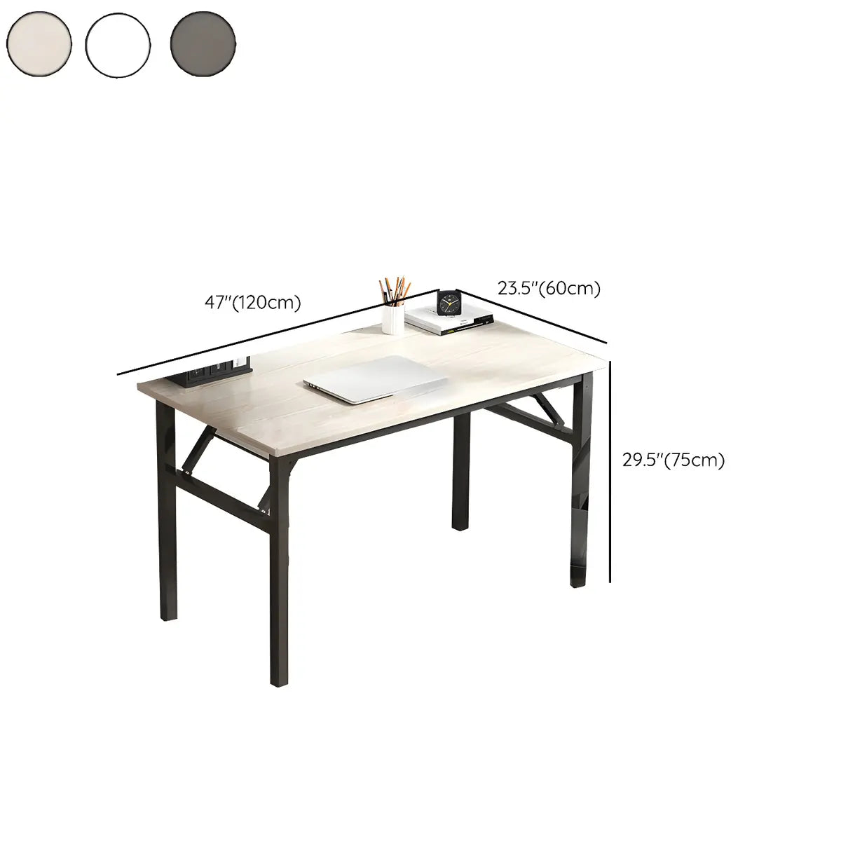 Modern Foldable Rectangular Wood H-Shape Writing Desk Image - 34