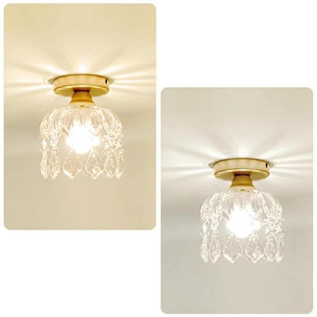 Modern Foyer Glass Crystal Semi-Flush Mount Light Image - 6