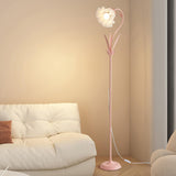 Modern Fresh Pink Floral Metal LED Floor Lamp Image - 1