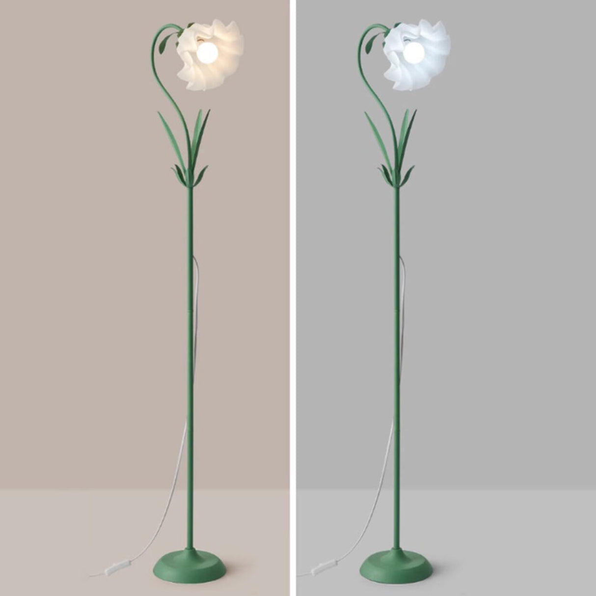 Modern Fresh Pink Floral Metal LED Floor Lamp Image - 10