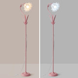 Modern Fresh Pink Floral Metal LED Floor Lamp Image - 11