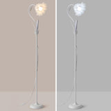 Modern Fresh Pink Floral Metal LED Floor Lamp Image - 12