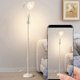 Modern Fresh Pink Floral Metal LED Floor Lamp Image - 13