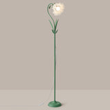 Modern Fresh Pink Floral Metal LED Floor Lamp Image - 2